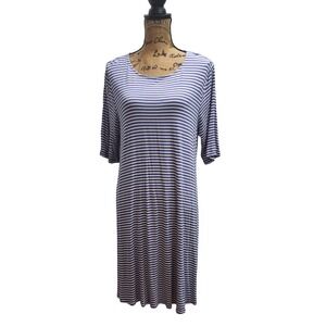 Old Navy Women's XL Blue Striped Knit‎ Swing Casual Midi Dress
